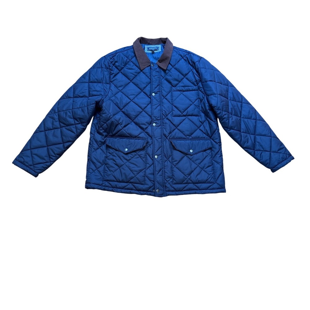 Crown & Ivy‎ Quilted Barn Jacket Mens Blue Excellent Corduroy Collar SIZE XL